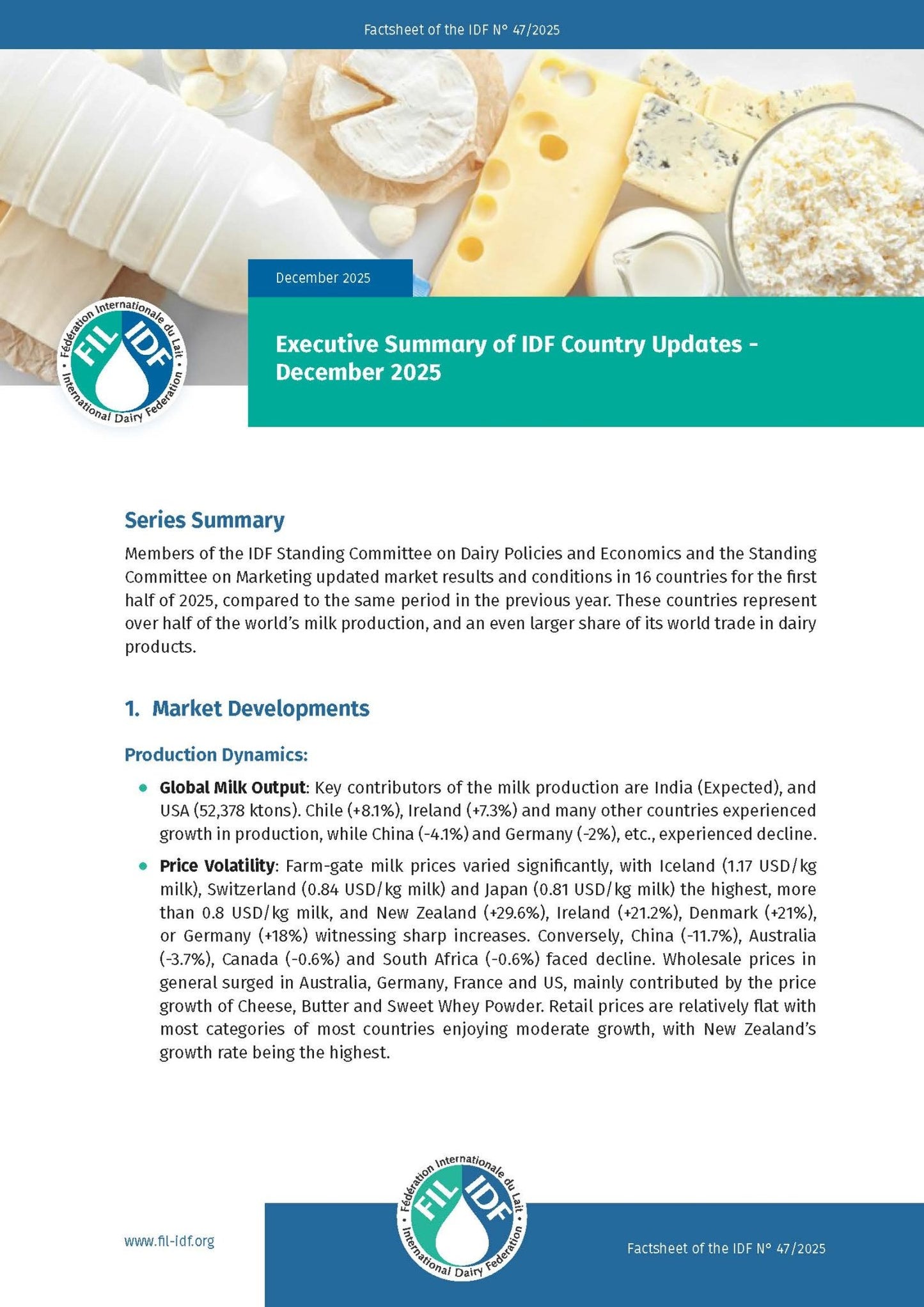 Factsheet of the IDF N°47/2025: Executive Summary of IDF Country Updates - December 2025 - FIL - IDF