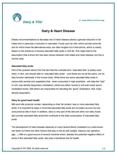 Dairy & heart disease - FIL-IDF