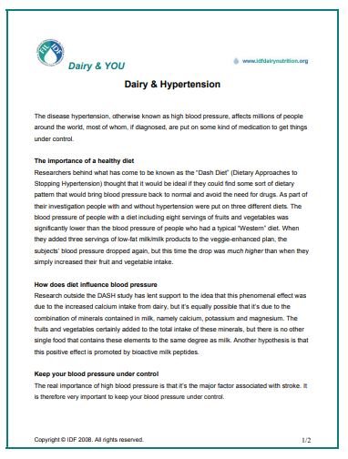 Dairy & hypertension - FIL-IDF
