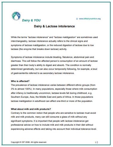 Dairy & lactose intolerance - FIL-IDF