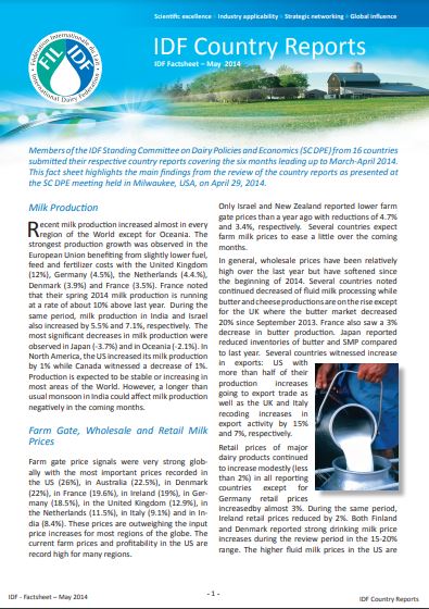 Dairy Policies & Economics: Country Report May 2014 - FIL-IDF