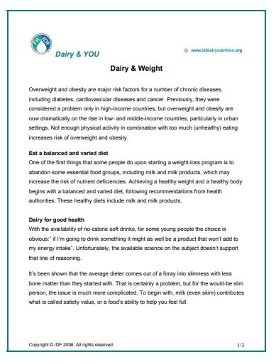 Dairy & weight - FIL-IDF