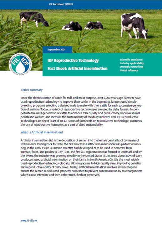 IDF Factsheet 19/ 2021: IDF Reproductive Technology: Artificial Insemination - FIL-IDF