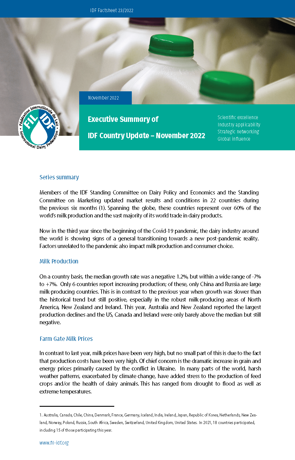 IDF Factsheet 23/2022: Executive Summary of IDF Country Update – November 2022 - FIL-IDF