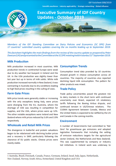 IDF Factsheet 8/2019: Executive Summary of IDF Country Updates - October 2019 - FIL-IDF