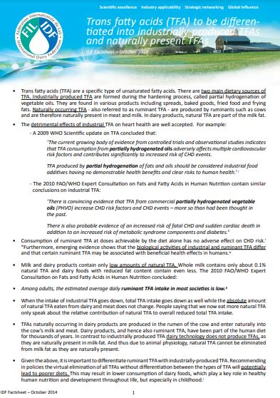 The differentiation of trans-fatty acids (TFA) - FIL-IDF