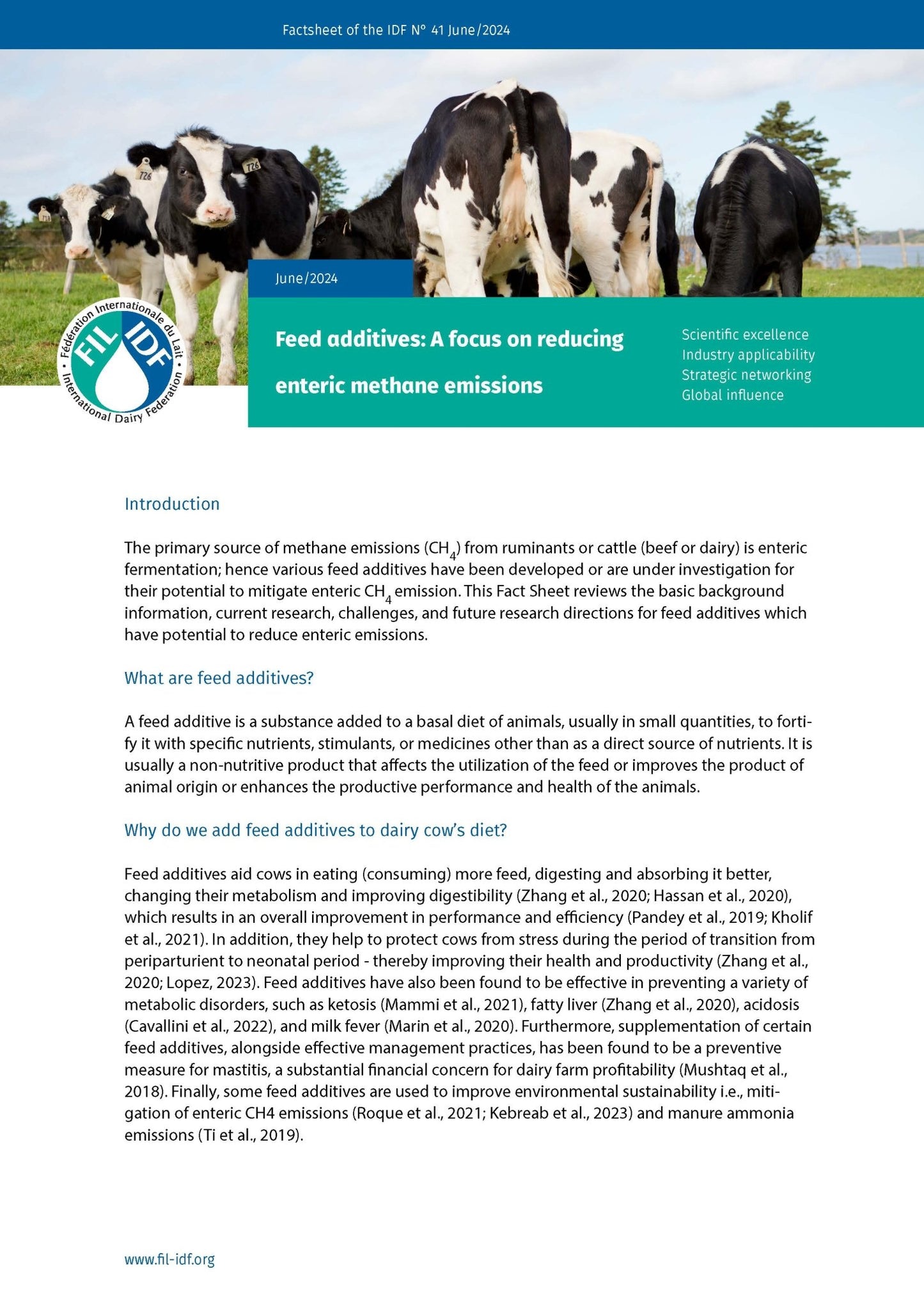 Factsheet of the IDF N°41/2024 : Feed additives: A focus on reducing enteric methane emissions - FIL-IDF