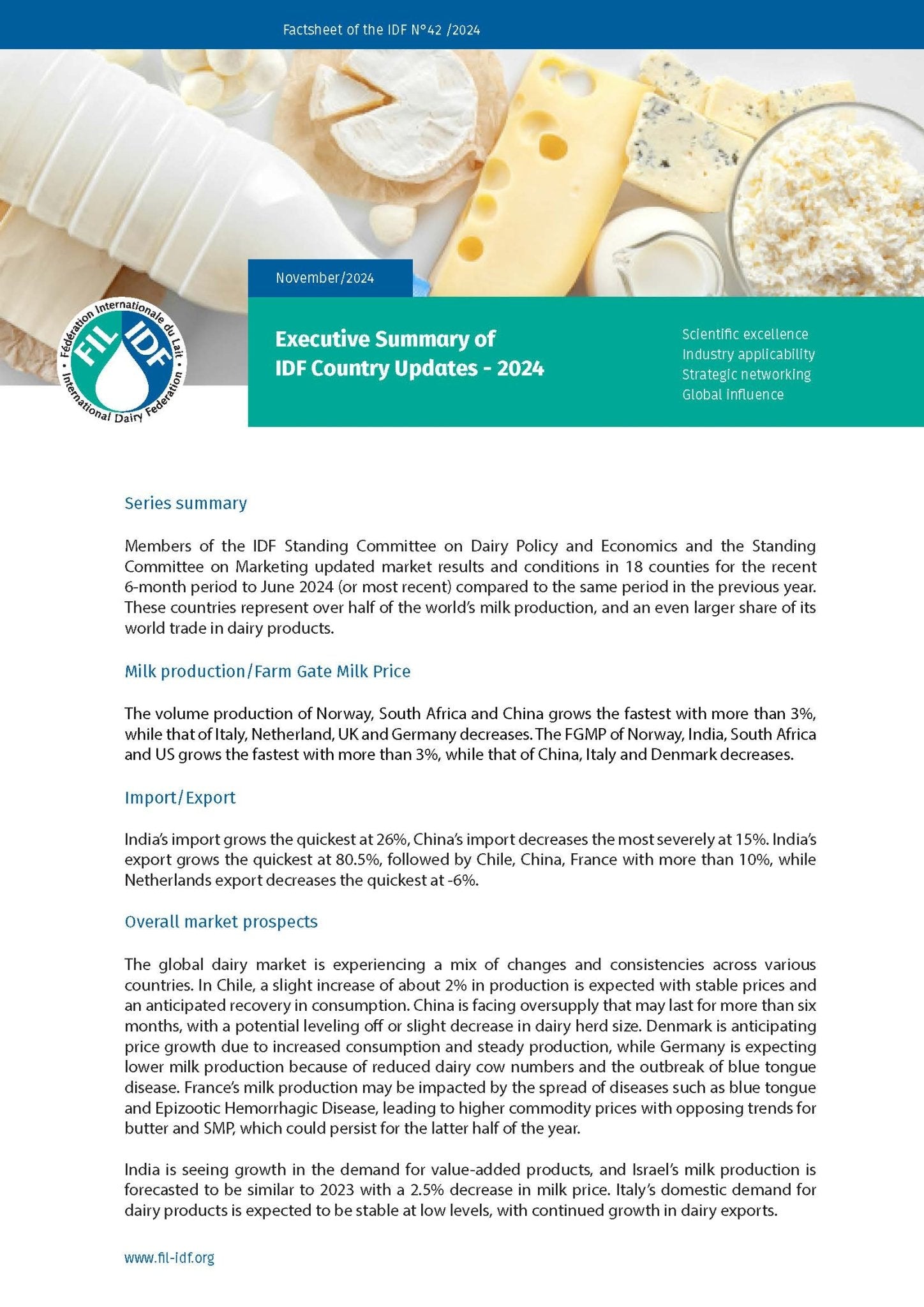 Factsheet of the IDF N°42/2024: Executive Summary of IDF Country Update 2024 - FIL - IDF