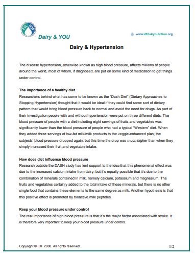 Dairy & hypertension - FIL-IDF