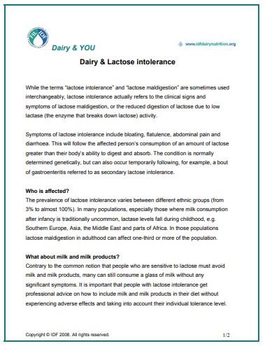 Dairy & lactose intolerance - FIL-IDF