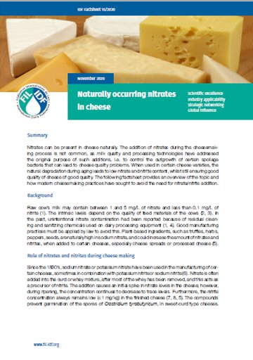 IDF Factsheet 15/2020: Naturally occurring nitrates in cheese - FIL-IDF