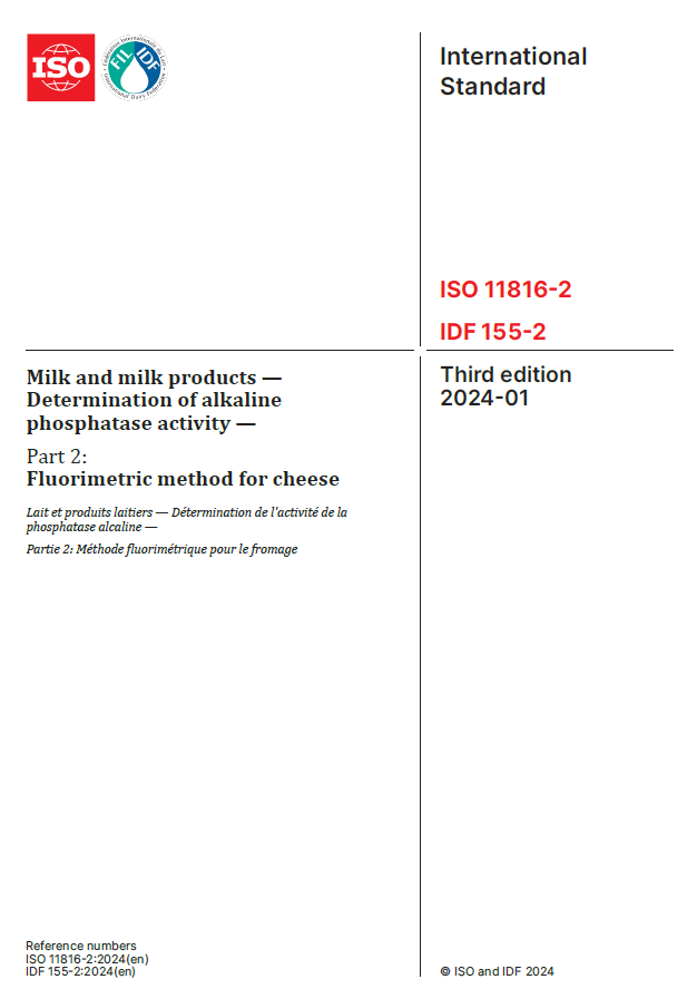 ISO 11816-2 | IDF 155-2: 2024 - Milk and milk products — Determination of alkaline phosphatase activity — Part 2: Fluorimetric method for cheese - FIL-IDF